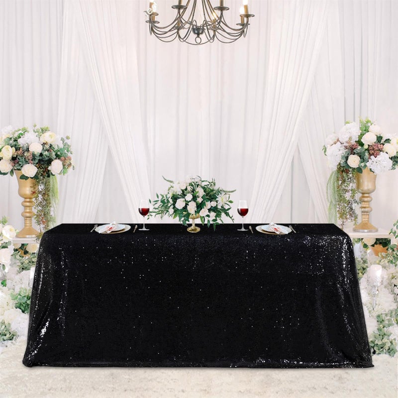 SoarDream Black Sequin Tablecloth 60x102 Inch Sequence Tablecloth Sequin Fabric Wedding Birthday Party Meeting Events Easter Table Decorations - Image 5
